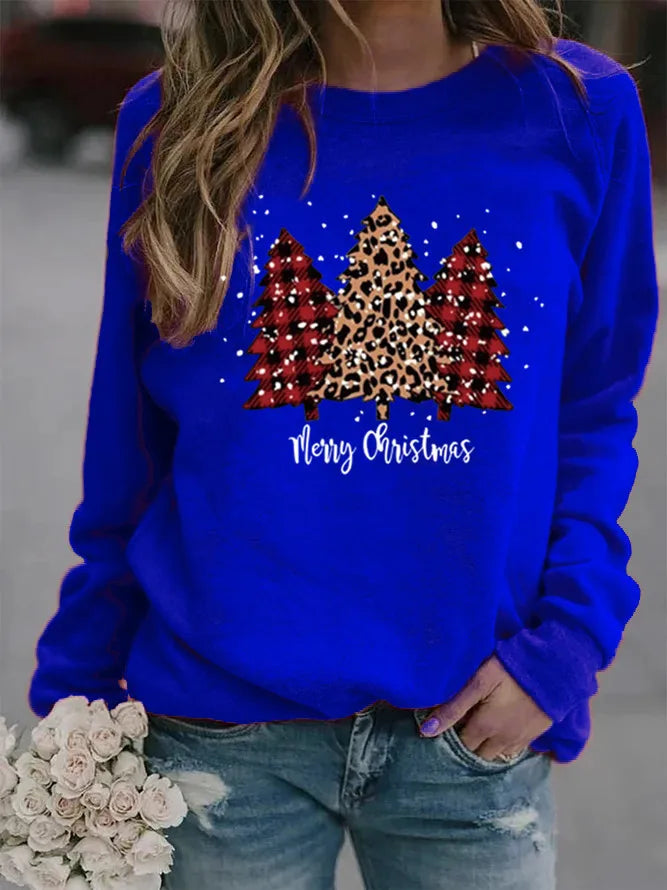 Women'S Hoodie Long Sleeve Hoodies & Sweatshirts Printing Christmas Christmas Tree Letter