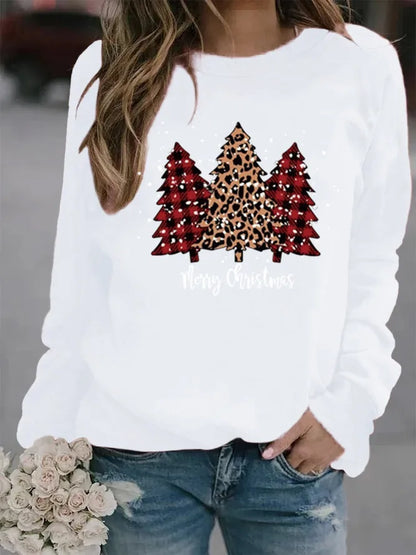 Women'S Hoodie Long Sleeve Hoodies & Sweatshirts Printing Christmas Christmas Tree Letter