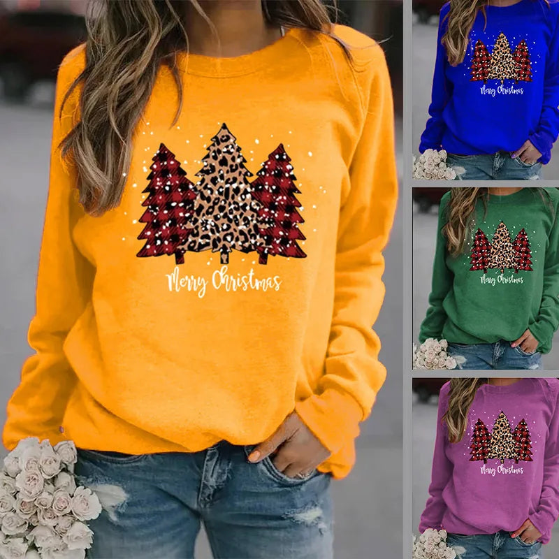 Women'S Hoodie Long Sleeve Hoodies & Sweatshirts Printing Christmas Christmas Tree Letter