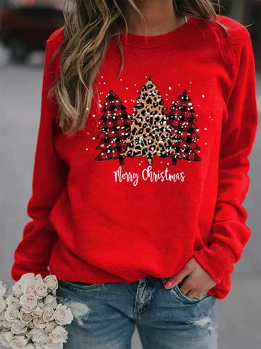 Women'S Hoodie Long Sleeve Hoodies & Sweatshirts Printing Christmas Christmas Tree Letter