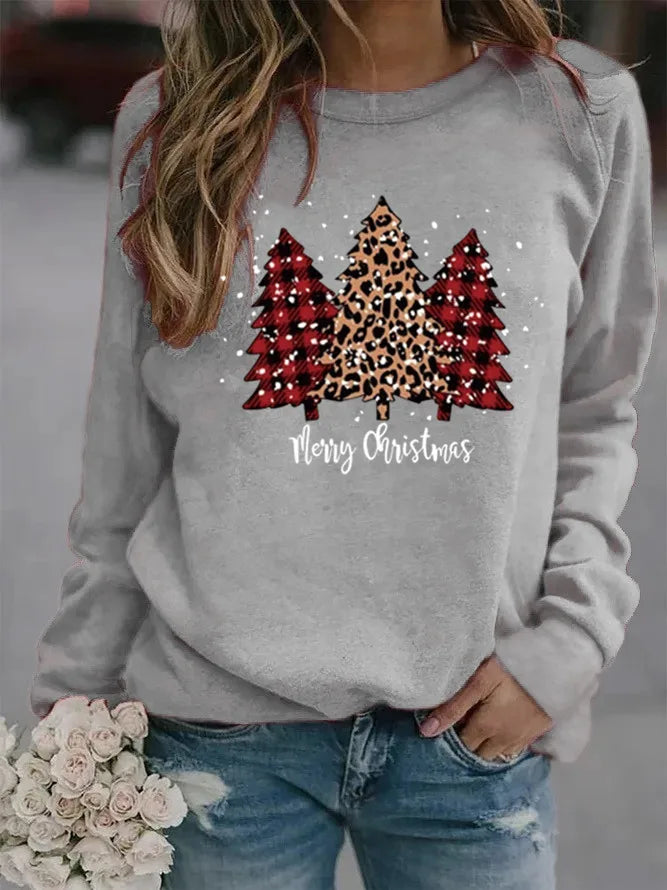 Women'S Hoodie Long Sleeve Hoodies & Sweatshirts Printing Christmas Christmas Tree Letter