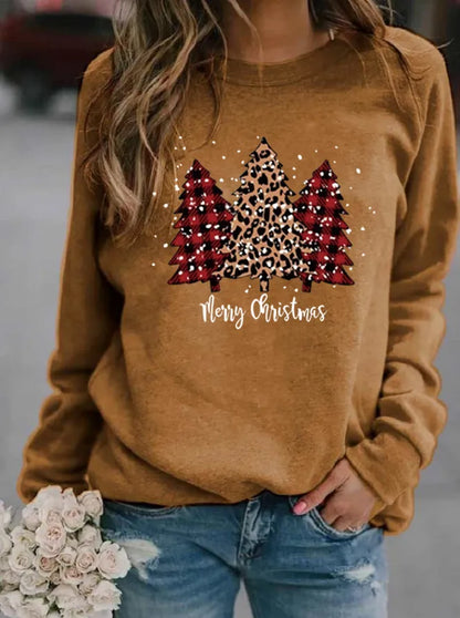 Women'S Hoodie Long Sleeve Hoodies & Sweatshirts Printing Christmas Christmas Tree Letter