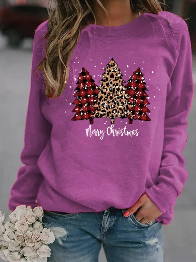 Women'S Hoodie Long Sleeve Hoodies & Sweatshirts Printing Christmas Christmas Tree Letter