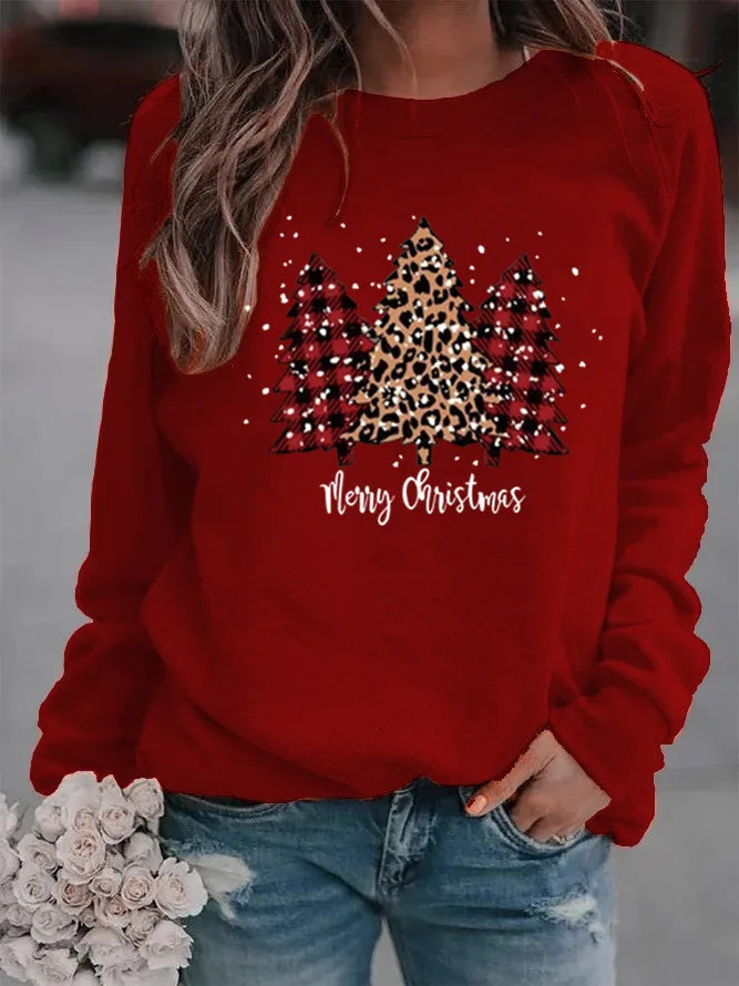 Women'S Hoodie Long Sleeve Hoodies & Sweatshirts Printing Christmas Christmas Tree Letter