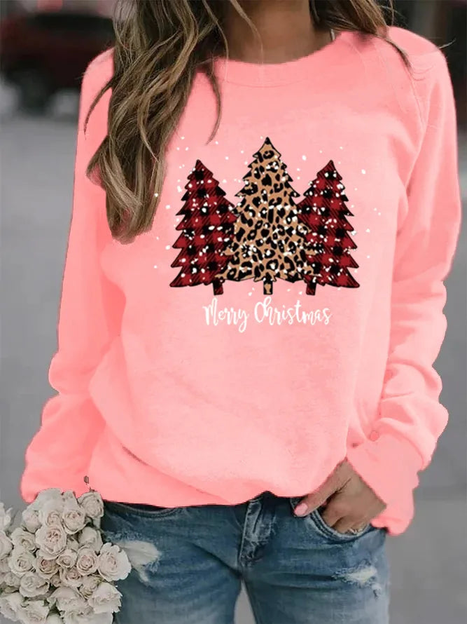 Women'S Hoodie Long Sleeve Hoodies & Sweatshirts Printing Christmas Christmas Tree Letter