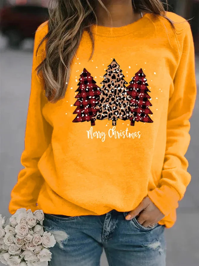 Women'S Hoodie Long Sleeve Hoodies & Sweatshirts Printing Christmas Christmas Tree Letter