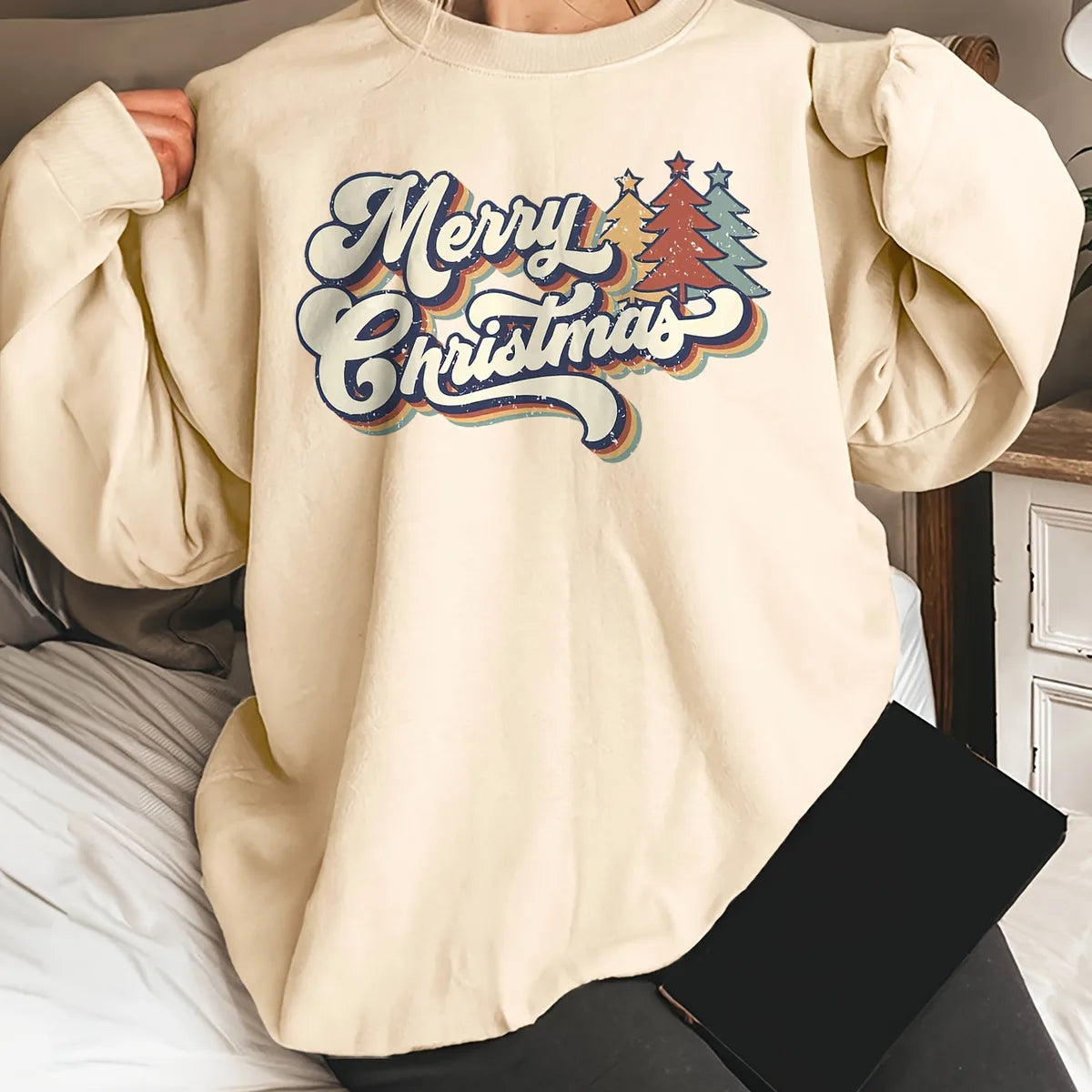 Women'S Hoodie Long Sleeve Women'S Hoodies Printing Christmas Christmas Tree Letter