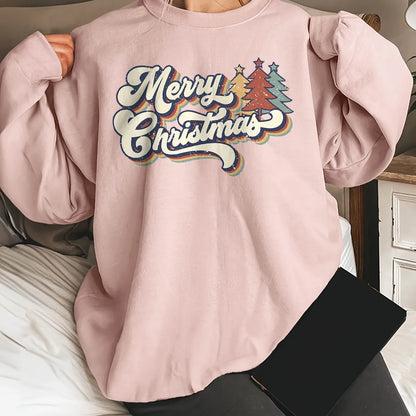 Women'S Hoodie Long Sleeve Women'S Hoodies Printing Christmas Christmas Tree Letter