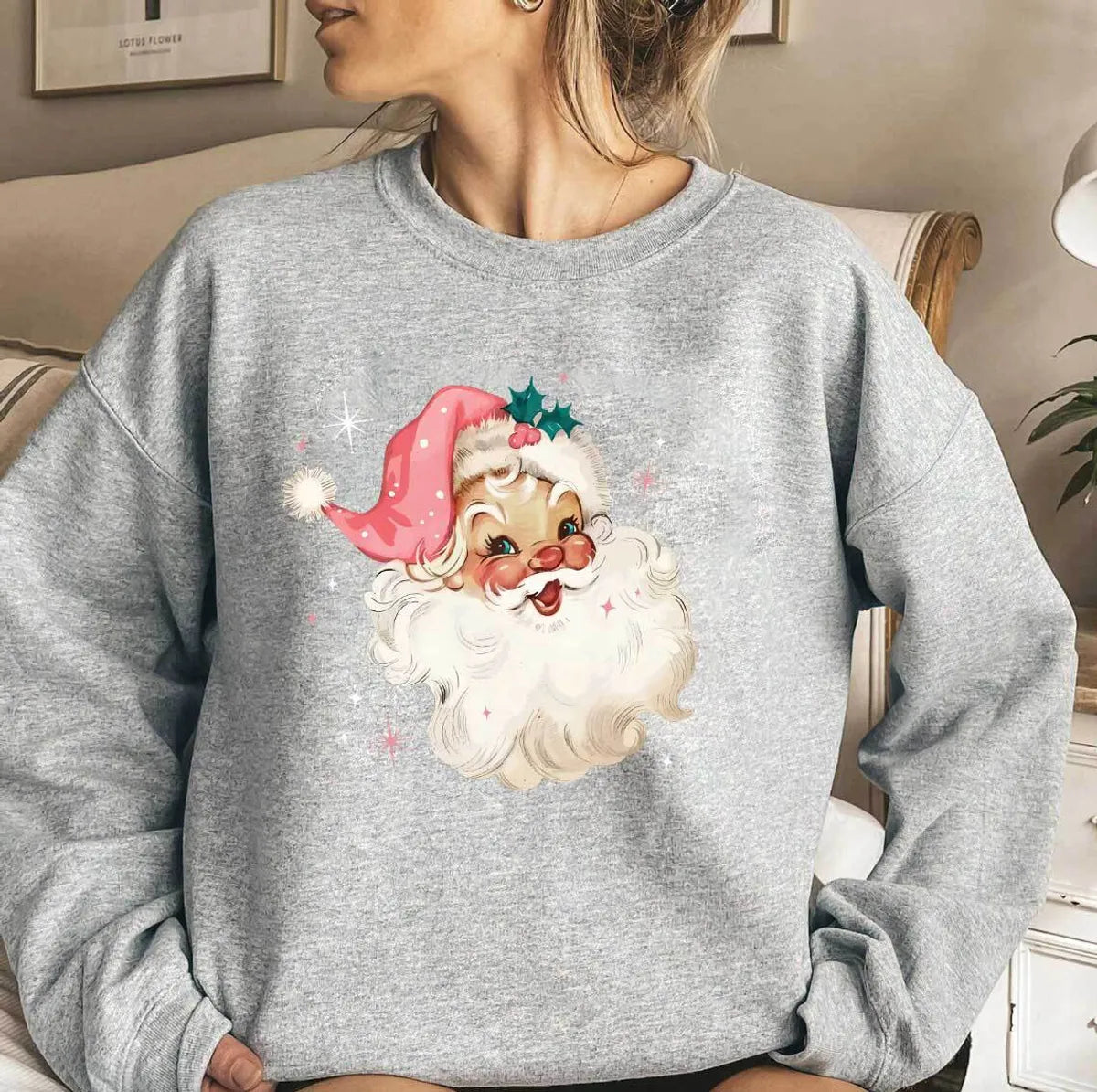 Women'S Hoodies Long Sleeve Printing Christmas Santa Claus