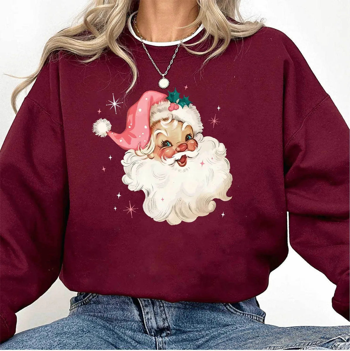 Women'S Hoodies Long Sleeve Printing Christmas Santa Claus