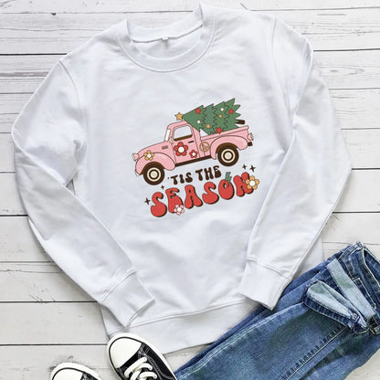 Women'S Hoodies Long Sleeve Printing Streetwear Christmas Tree Letter Car