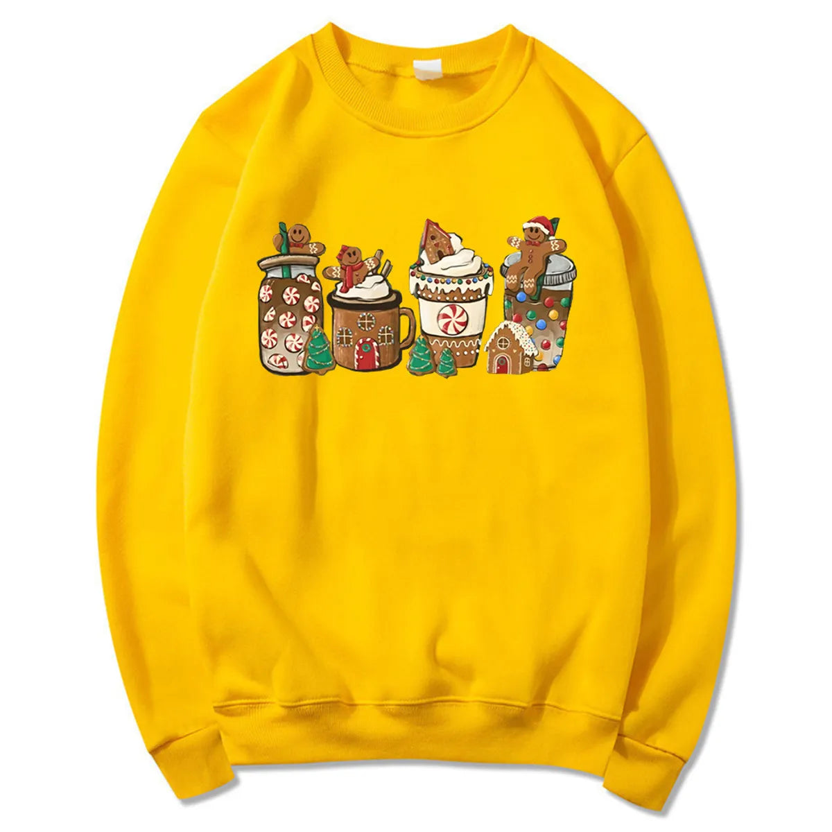 Women'S Hoodies Long Sleeve Thermal Transfer Printing Casual Christmas Tree Gingerbread