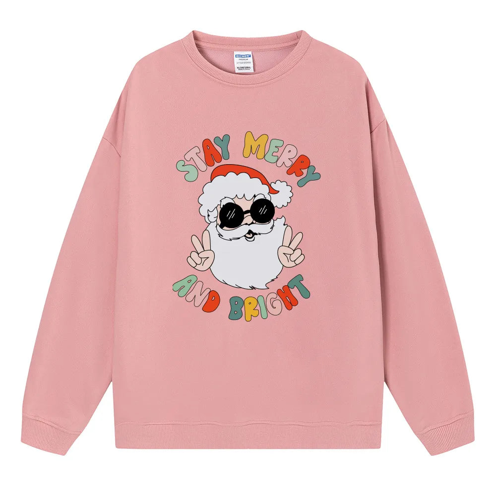 Women'S Hoodies Long Sleeve Thermal Transfer Printing Casual Santa Claus Letter