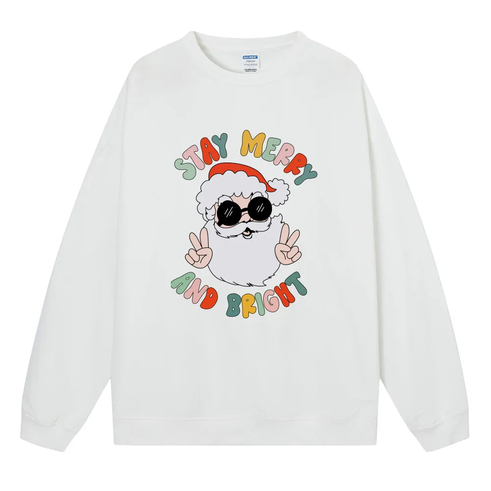 Women'S Hoodies Long Sleeve Thermal Transfer Printing Casual Santa Claus Letter