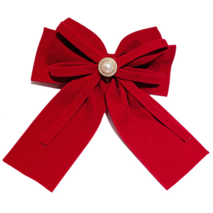 Women'S Ig Style Bow Knot Cloth Inlay Artificial Pearls Hair Clip