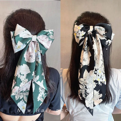 Women'S IG Style Flower Chains Print Cloth Printing Hair Clip