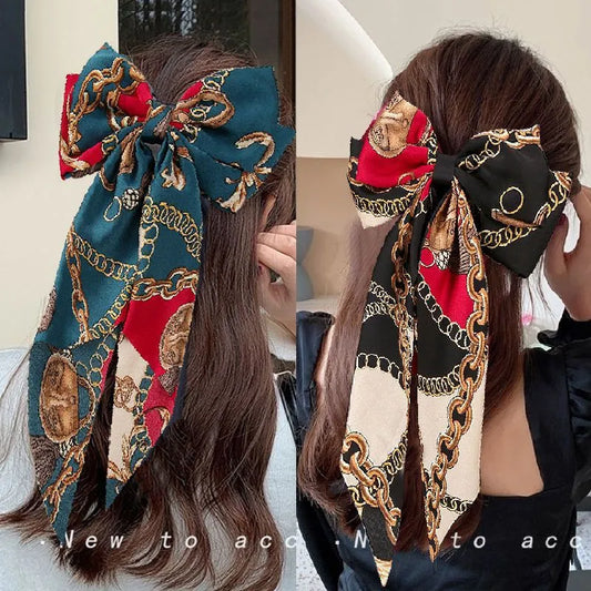 Women'S IG Style Flower Chains Print Cloth Printing Hair Clip