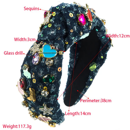 Women'S Ig Style Geometric Cloth Inlay Sequins Alloy Glass Hair Band