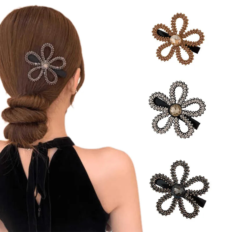 Women'S IG Style Korean Style Flower Plastic Inlay Rhinestones Hair Clip Hair Claws