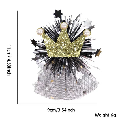 Women'S IG Style Modern Style Trencher Cap Star Crown Sequin Artificial Pearl Gauze Hair Clip