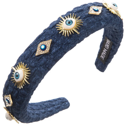 Women'S IG Style Novelty Cool Style Devil'S Eye Alloy Cloth Inlay Rhinestones Hair Band