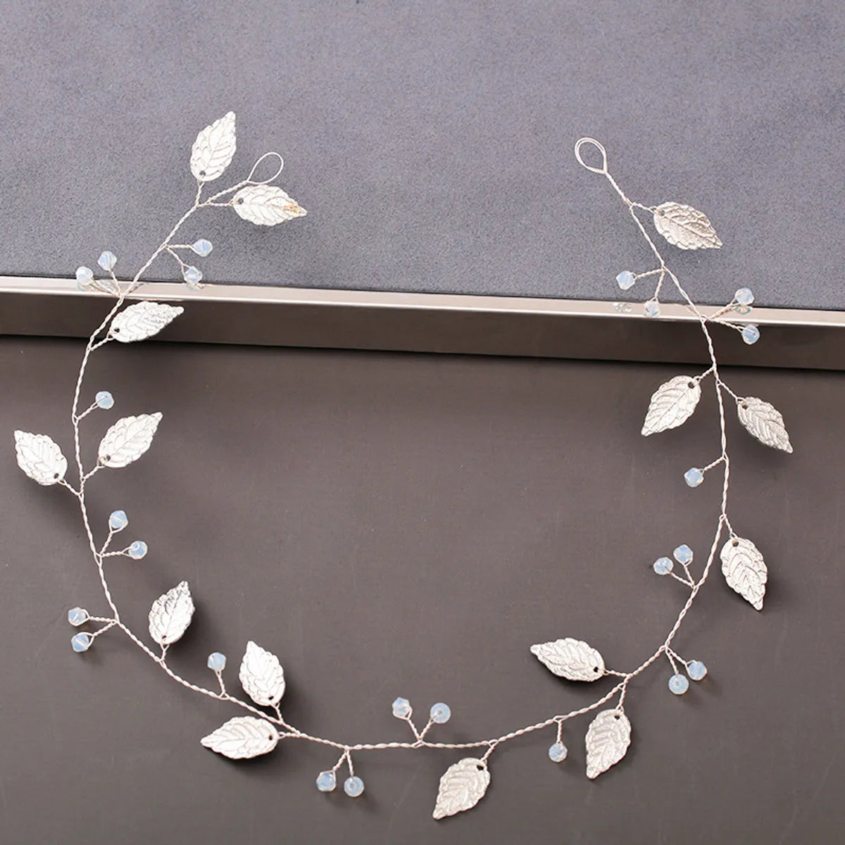 Women'S IG Style Shiny Leaves Flower Iron Pearl Inlay Rhinestones Hair Band