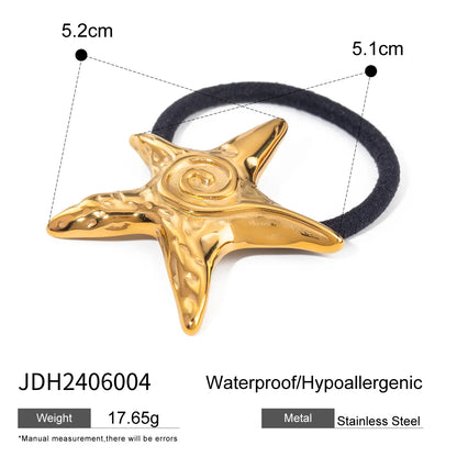 Women'S IG Style Starfish Solid Color Shell 304 Stainless Steel Inlay Zircon Hair Tie