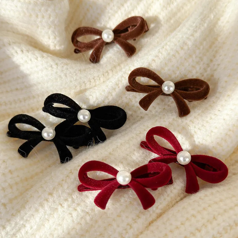 Women'S Ig Style Sweet Bow Knot Alloy Inlay Pearl Hair Clip