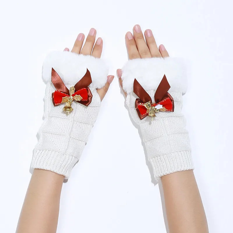 Women'S IG Style Sweet Bow Knot Bell Elk Gloves