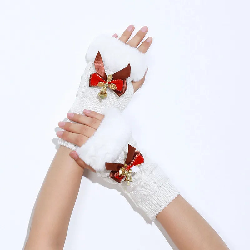 Women'S IG Style Sweet Bow Knot Bell Elk Gloves