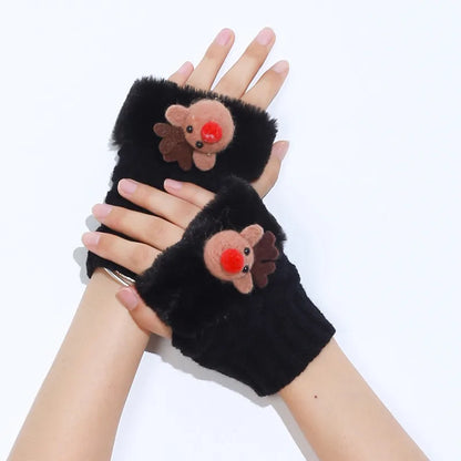 Women'S IG Style Sweet Bow Knot Bell Elk Gloves