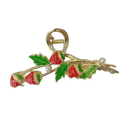 Women'S IG Style Sweet Flower Strawberry Metal Inlay Pearl Hair Claws