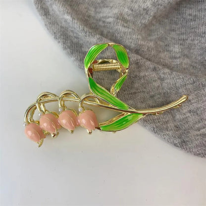 Women'S IG Style Sweet Flower Strawberry Metal Inlay Pearl Hair Claws