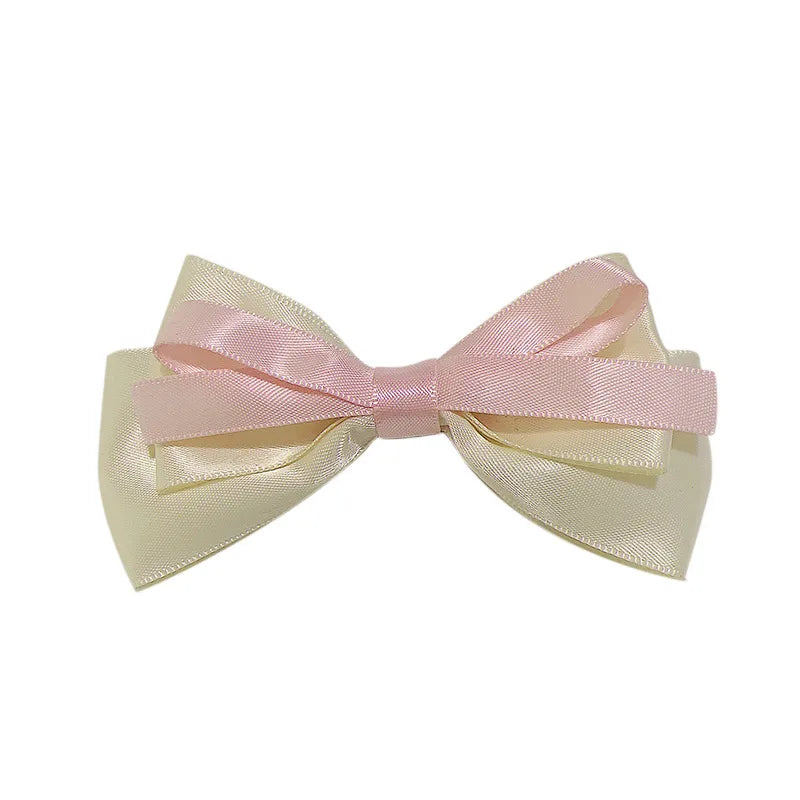 Women'S Japanese Style Color Block Cloth Bowknot Hair Clip