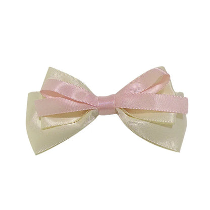 Women'S Japanese Style Color Block Cloth Bowknot Hair Clip