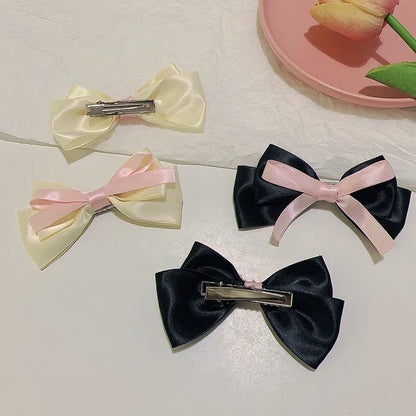 Women'S Japanese Style Color Block Cloth Bowknot Hair Clip