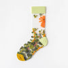 Women'S Japanese Style Flower Nylon Crew Socks A Pair