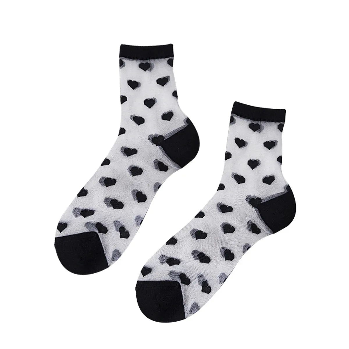 Women'S Japanese Style Heart Shape Solid Color Nylon Polyester Jacquard Crew Socks A Pair