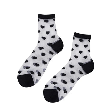 Women'S Japanese Style Heart Shape Solid Color Nylon Polyester Jacquard Crew Socks A Pair