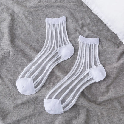 Women'S Japanese Style Heart Shape Solid Color Nylon Polyester Jacquard Crew Socks A Pair