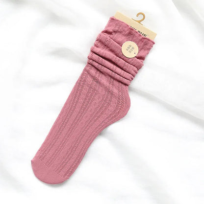 Women'S Japanese Style Solid Color Nylon Crew Socks A Pair