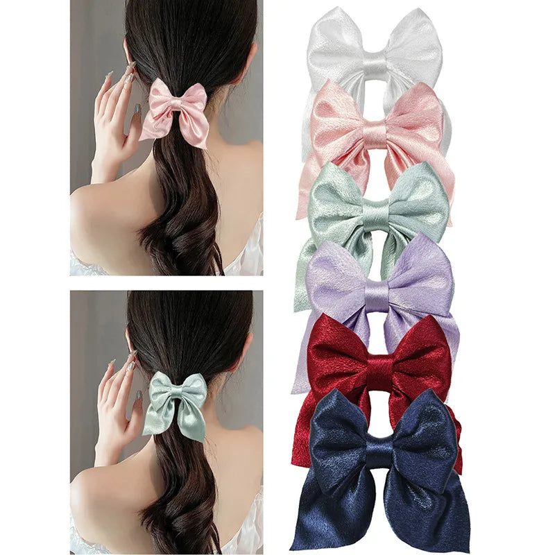 Women'S Korean Style Solid Color Bow Knot Breeze Satin Headwear