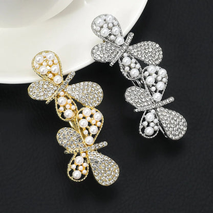 Women'S Lady Butterfly Alloy Plating Inlay Artificial Pearls Rhinestones Hair Clip