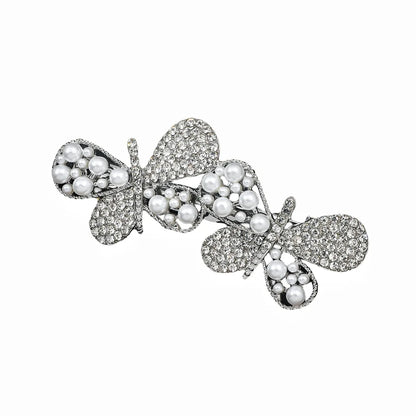 Women'S Lady Butterfly Alloy Plating Inlay Artificial Pearls Rhinestones Hair Clip