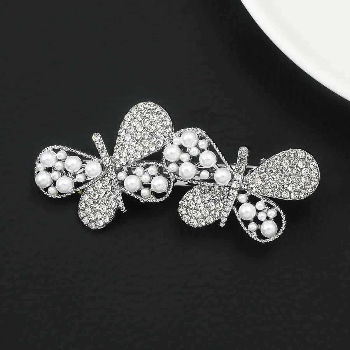 Women'S Lady Butterfly Alloy Plating Inlay Artificial Pearls Rhinestones Hair Clip