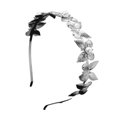 Women'S Lady Butterfly Metal Inlay Artificial Pearls Hair Band