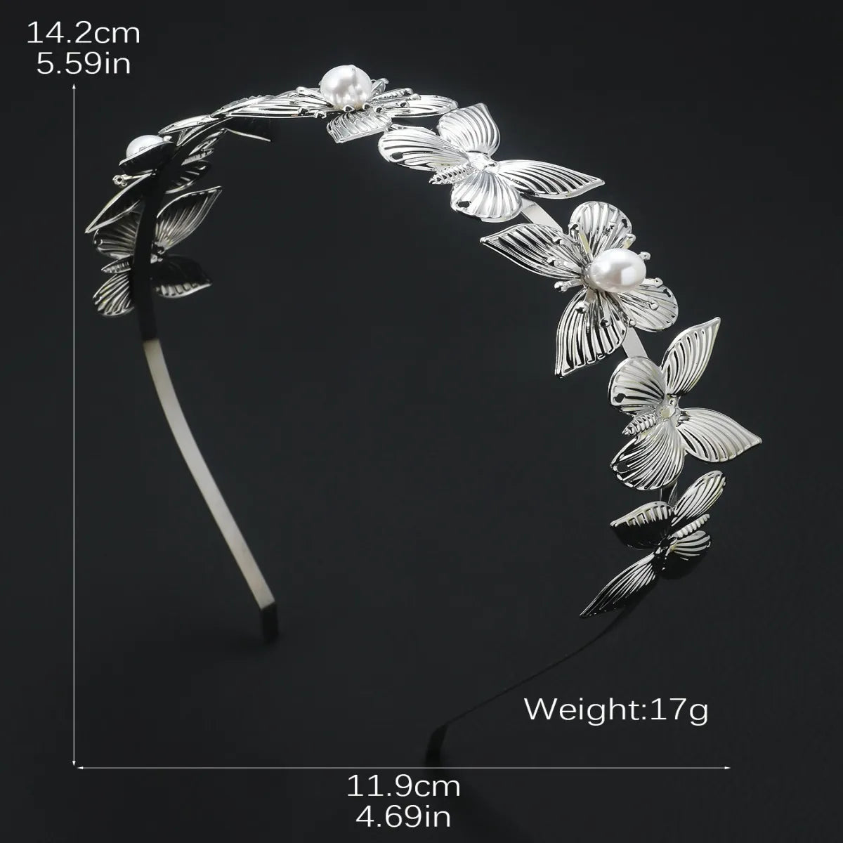 Women'S Lady Butterfly Metal Inlay Artificial Pearls Hair Band