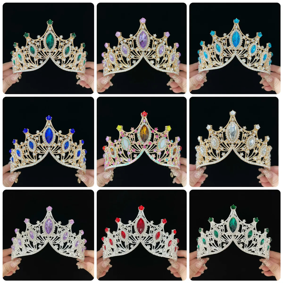 Women'S Lady Crown Alloy Rhinestone Plating Hair Band