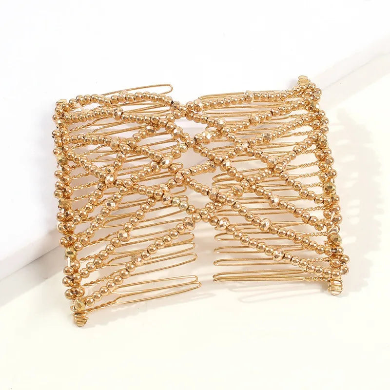 Women'S Lady Flower Alloy Resin Seed Bead Insert Comb