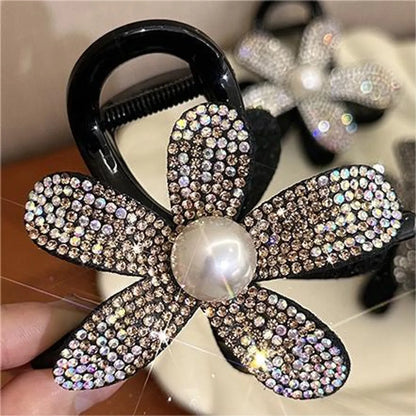 Women'S Lady Flower Arylic Imitation Pearl Rhinestone Hair Claws